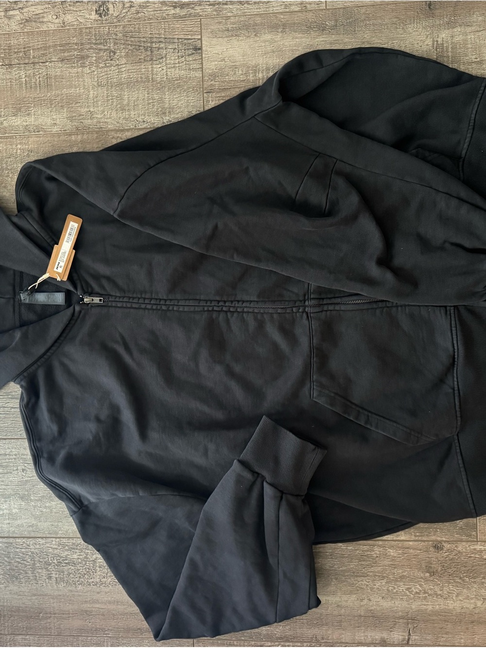 SKIMS Boyfriend Fleece Boxy Full Zip Up Hoodie Fleece Washed Onyx Size L